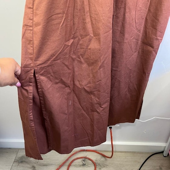 NWT SUNDRY Brown Raglan Cotton Woven Henley Dress Womens Size 3 US: L - Picture 4 of 9